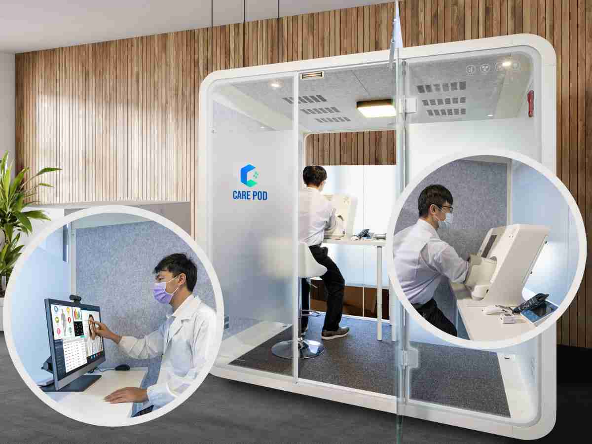 达擎于医疗科技展中展出＂远距诊疗舱＂，，以因应医疗数字化及社会高龄化趋势下、、、复诊及慢性病患等族群对于远距看诊需求逐渐升高所推出的创新整合方案。。。。多功能合一、、高隐私性的远距诊疗舱可根据病患端与医师端的不同需求，，，提供弹性化及客制化功能，，节省医生和病患的精力及时间